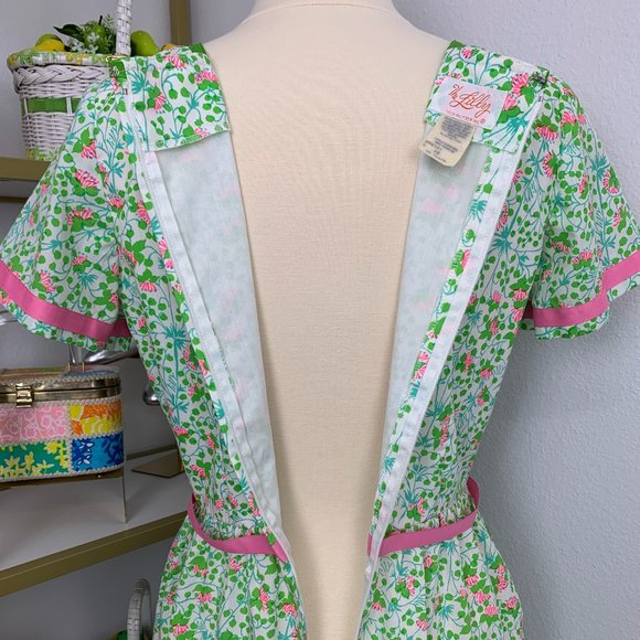 Vintage "The Lilly" Lilly Pulitzer 1960's Pink & Green Floral Dress Size Medium - Picture 4 of 16